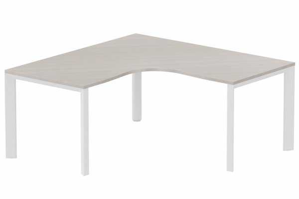 Gamme K7 - Plans compacts - Plan Compact 90° symétrique 160x160/80cm structure pied d'angle, plateau acacia, structure blanc