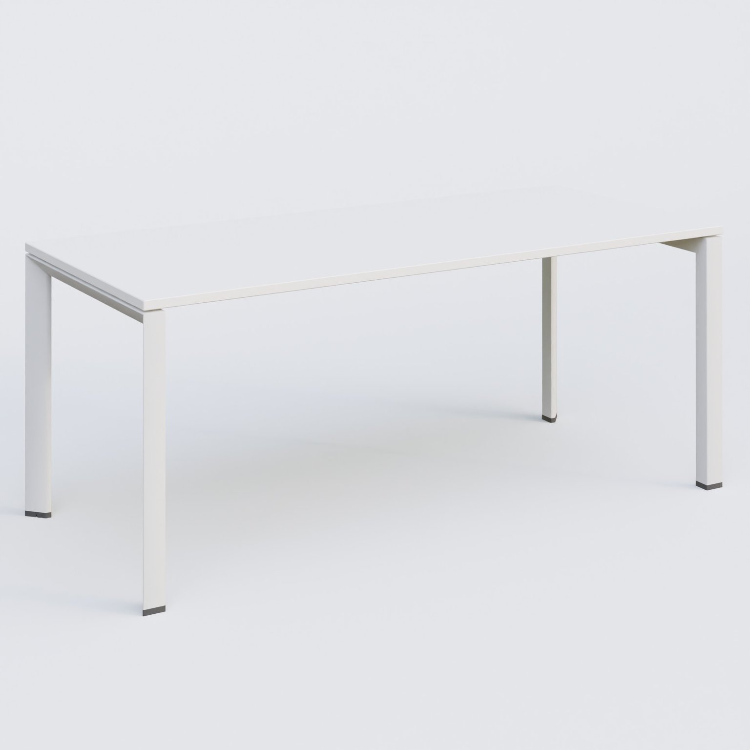 K7 plan droit 180*80 sur pieds fixe. Plateau Blanc et pietement Blanc