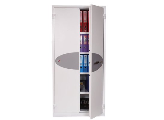 COFFRES-FORTS - Armoires fortes ignifuges - Armoire forte ignifuge L.93xP.52xH.195cm - 611 Litres / 152kg - 2 portes serrure à clé, 4 tablettes, coloris blanc