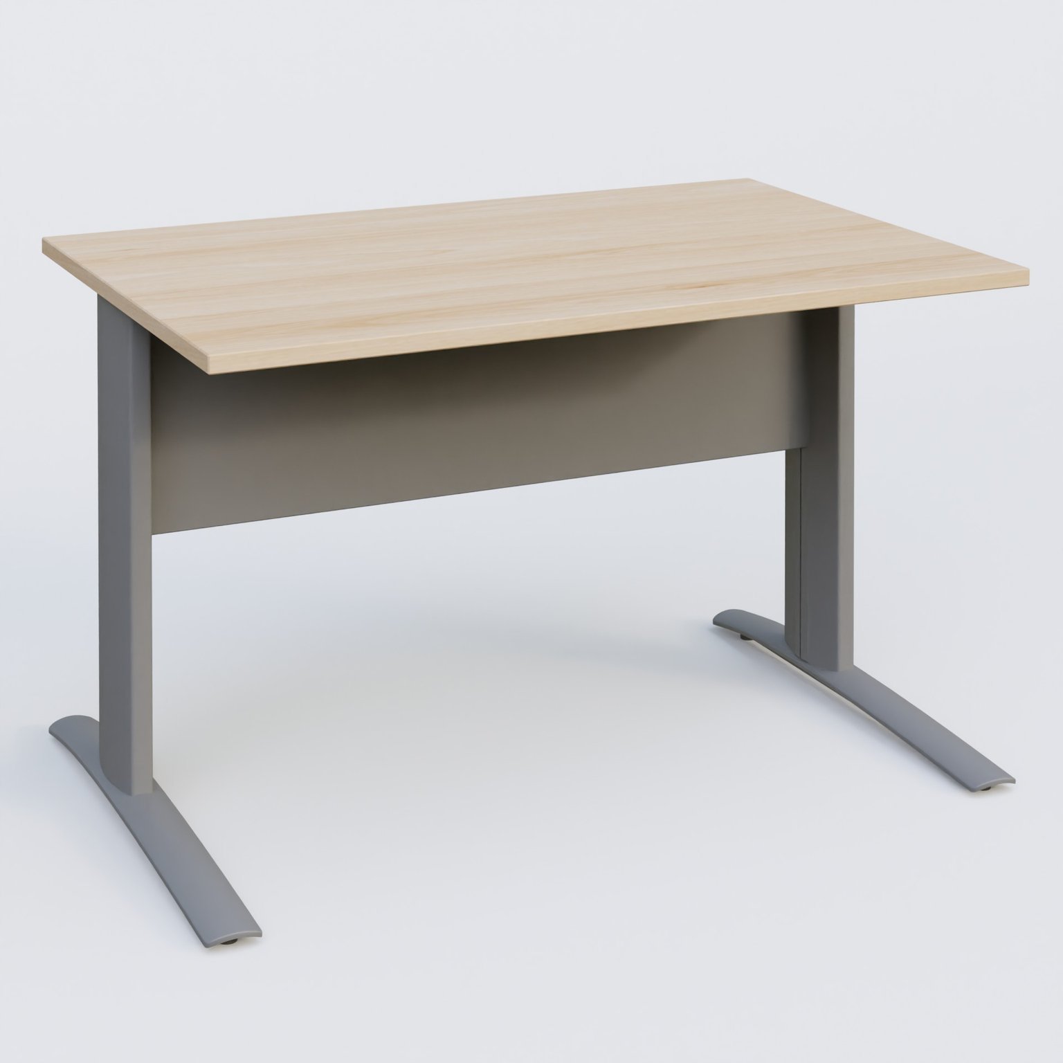 K1 Plateau droit 120x80 avec voile de fond métal. Plateau Hêtre et pietement Aluminium