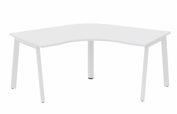 Gamme K8 - Plans compacts - Plan compact 120° symétrique 120 x 120 / 80 cm, structure pied d'angle, plateau blanc, structure blanc