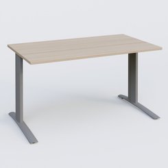 Gamme K1 - Plans droits - K1 Plateau droit 140x80 pieds fixe. Plateau Acacia et pietement Aluminium