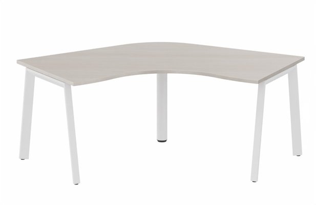 Gamme K8 - Plans compacts - Plan compact 120° symétrique 120 x 120 / 80 cm, structure pied d'angle, plateau acacia, structure blanc