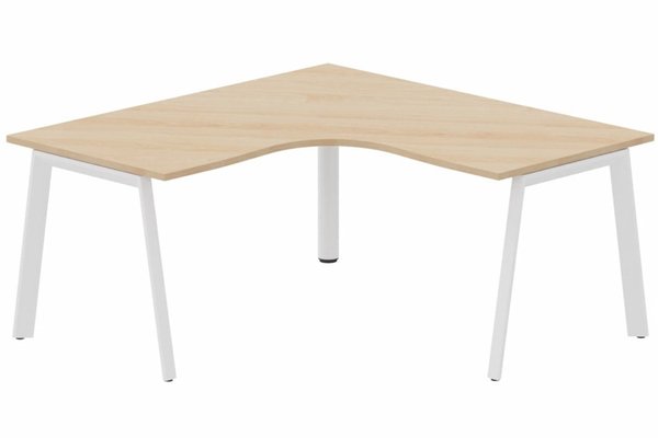 Gamme K8 - Plans compacts - Plan Compact 90° symétrique 160 x 160 / 80 cm, structure pied d'angle, plateau hêtre, structure blanc