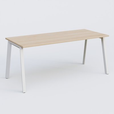 Gamme K8 - Plans droits - K8 plan droit 180*80 sur pieds fixe. Plateau Hêtre et pietement Blanc