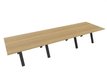 TABLE RECTANGULAIRE 3 PLATEAUX 420X120CM SUR STRUCTURE X3 MEETING. Plateau Noyer et pietement Noir.