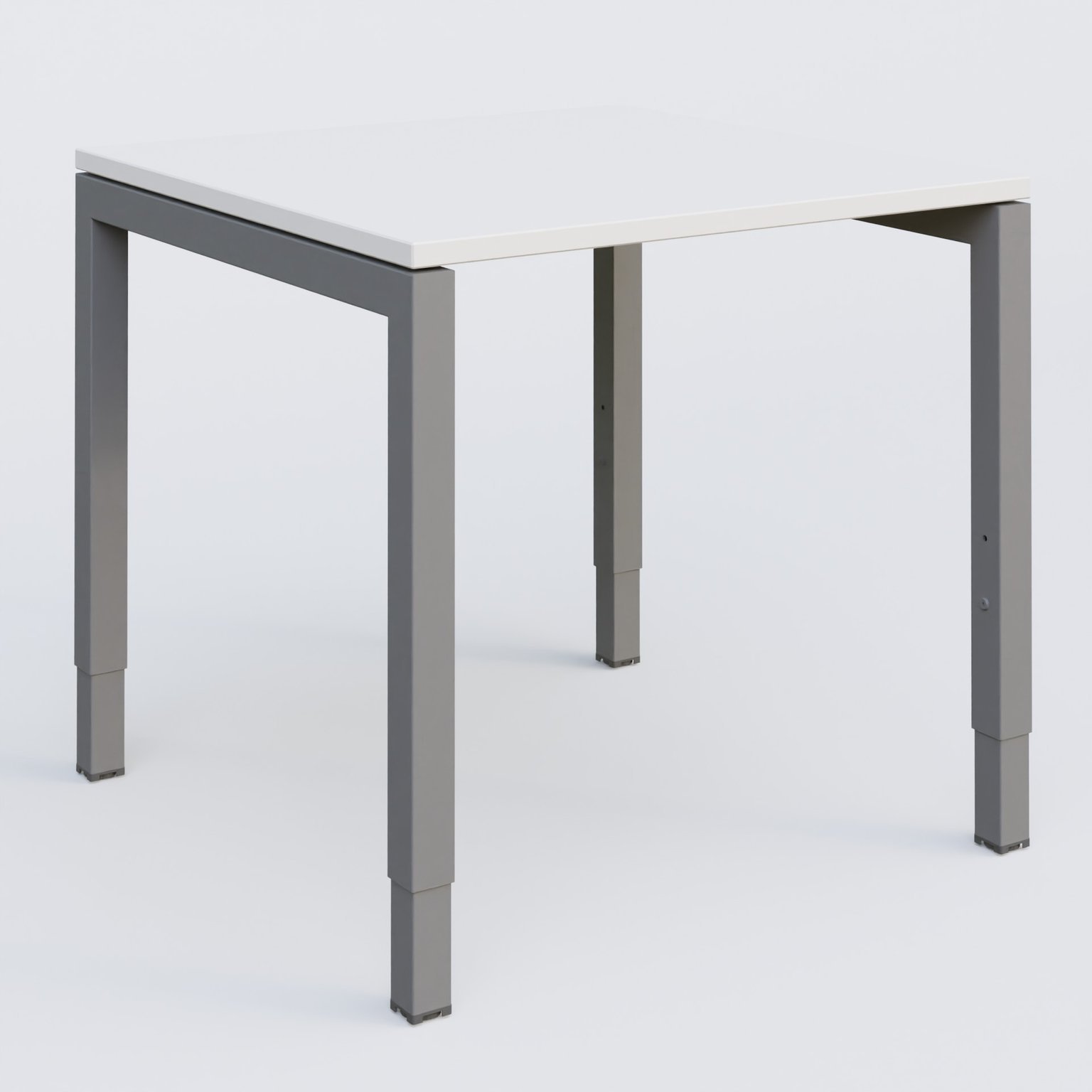 Bureau droit gamme K3 80-80 cm hauteur réglable. Plateau Blanc et pietement Aluminium.