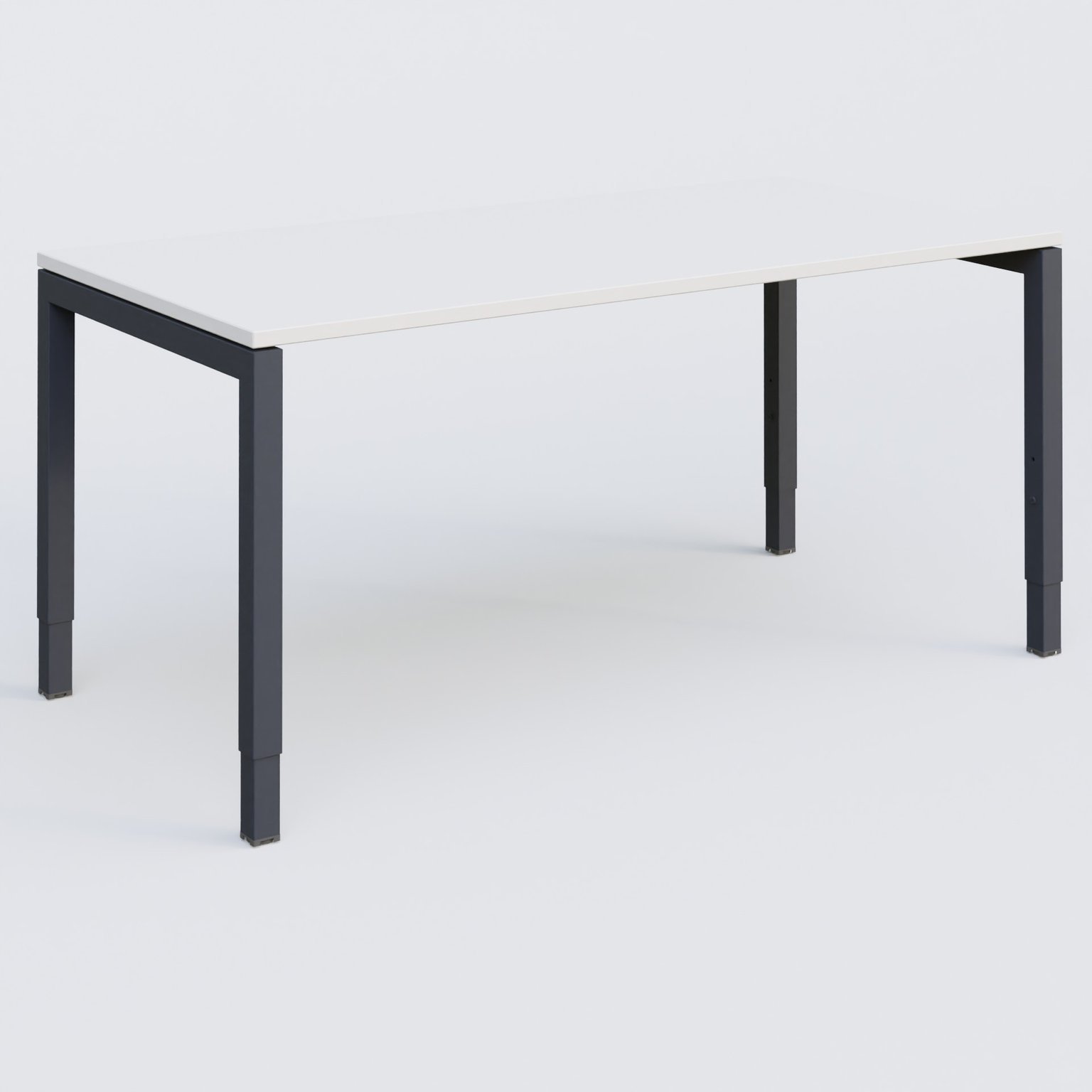 Bureau droit gamme K3 160-80 cm hauteur réglable. Plateau Blanc et pietement Anthracite.