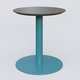 Table Basse Fashion Styl piètement colonne en métal et plateau bois. Plateau Chêne Moka et pietement Bleu Petrole (RAL 5025).