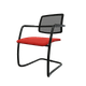 Diva - Chaise dos résille- Piétement luge laqué noir (A).Assise tissu Step Rouge (L18)