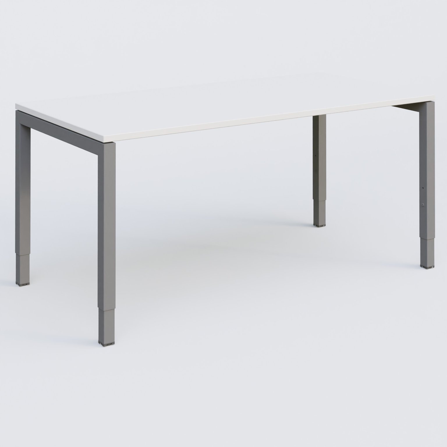 Bureau droit gamme K3 160-80 cm hauteur réglable. Plateau Blanc et pietement Aluminium.