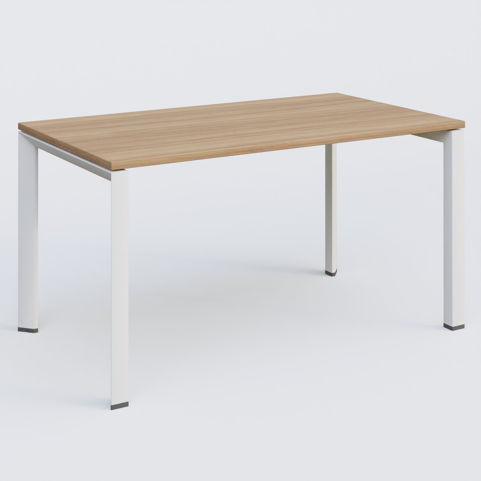 K7 plan droit 140*80 sur pieds fixe. Plateau Noyer et pietement Blanc