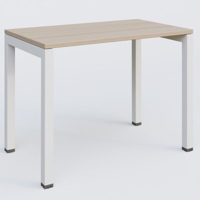 Gamme K3 - Plans droits - K3 Plateau droit 100x60 pieds fixe. Plateau Acacia et pietement Blanc.