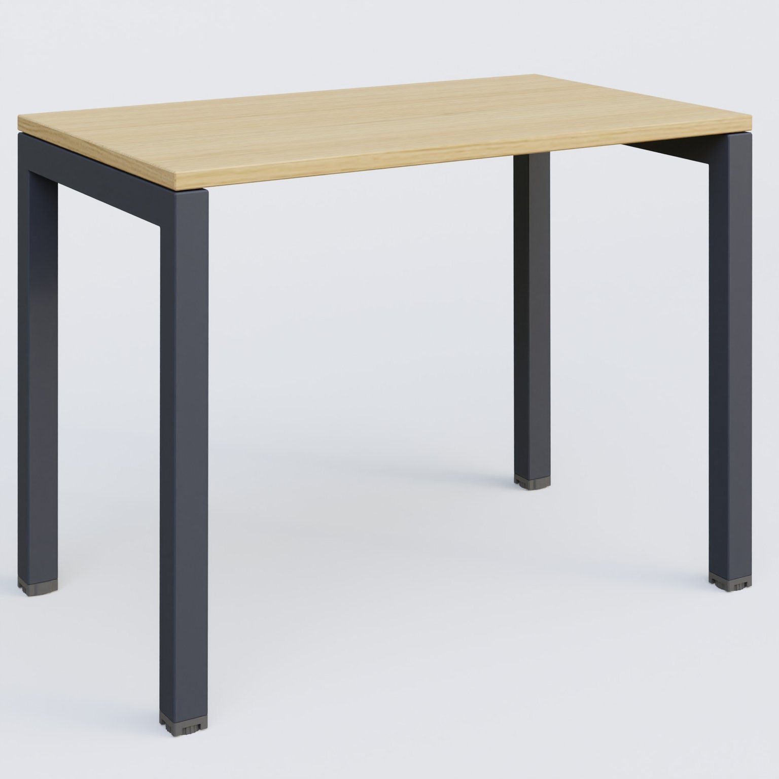 K3 Plateau droit 100x60 pieds fixe. Plateau Chêne clair et pietement Anthracite.