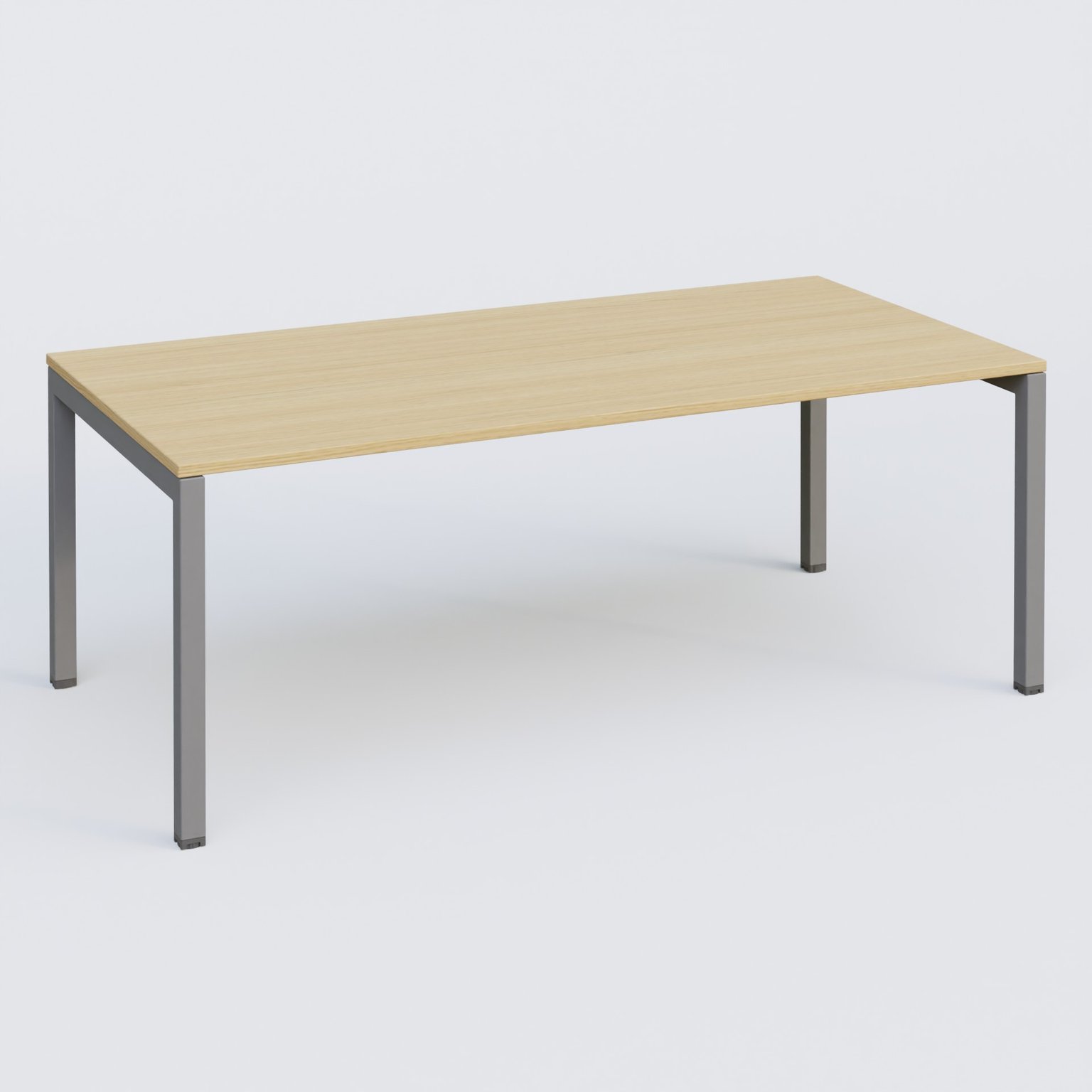 K3 Plateau droit 200x100 . Plateau Chêne clair et pietement Aluminium