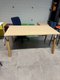 Bureau 140 x 80 cm piéd métal/bois plateau chêne et piétement blanc et bois