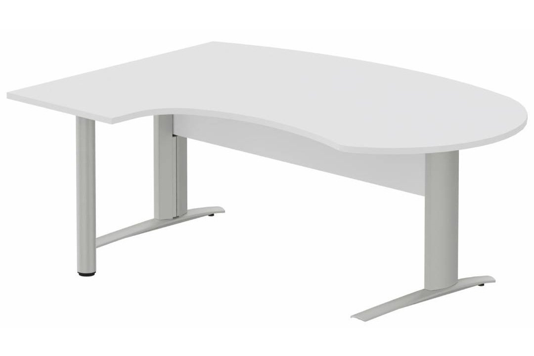 K1 VDF bois compact 90° manager 190x141x104x60cm sur pied de soutien, plateau blanc, structure aluminium
