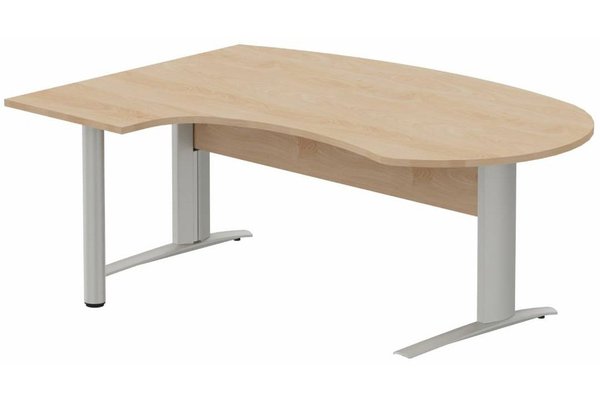 Gamme K1 - Plans compacts - K1 VDF bois compact 90° manager 190x141x104x60cm sur pied de soutien, plateau hêtre, structure aluminium