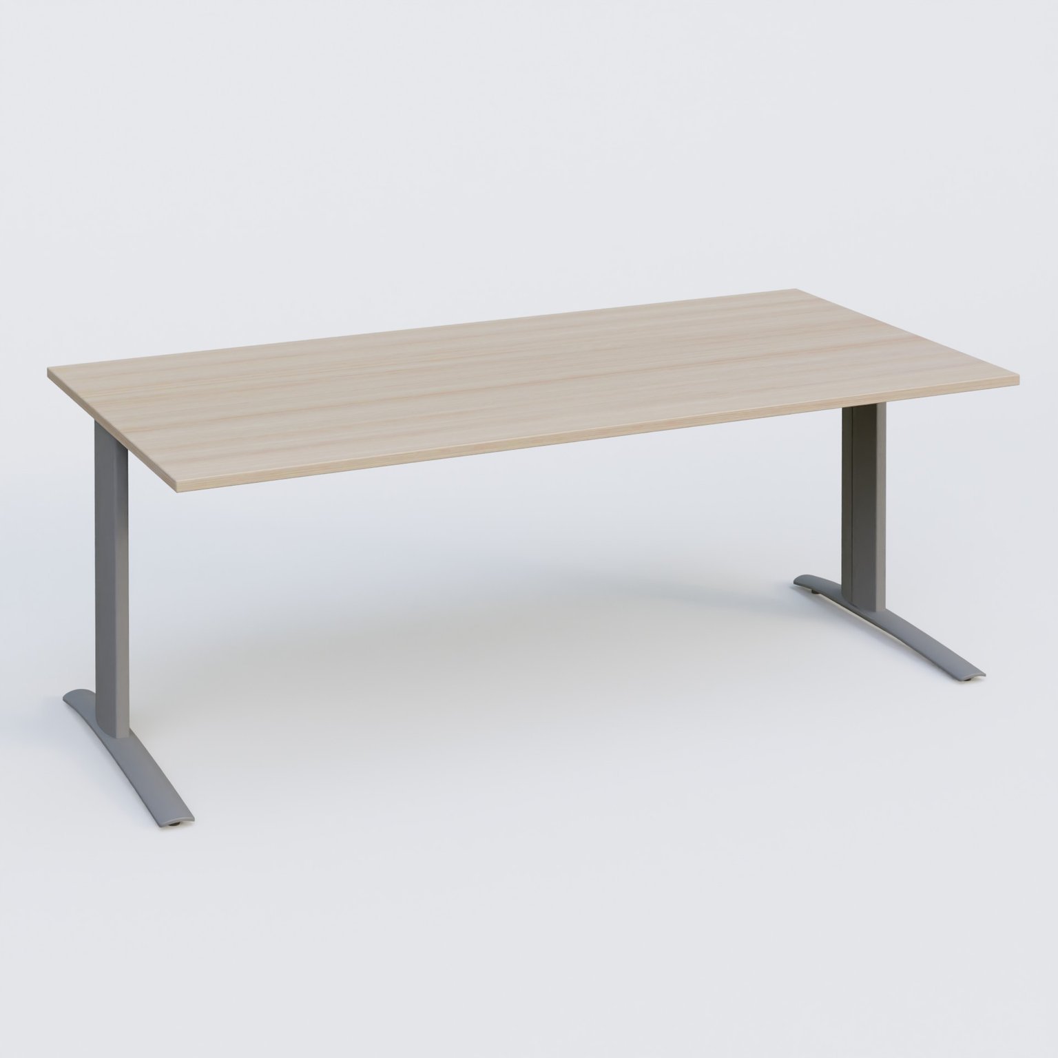 K1 Plateau droit 200x100 pieds fixe. Plateau Acacia et pietement Aluminium