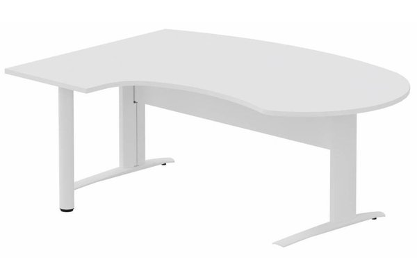 Gamme K1 - Plans compacts - K1 VDF bois compact 90° manager 190x141x104x60cm sur pied de soutien, plateau blanc, structure blanc