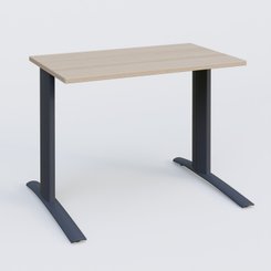 Gamme K1 - Plans droits - K1 Plateau droit 100x60 pieds fixe. Plateau Acacia et pietement Anthracite