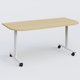 Module d'extrémité pour table abattante gamme Design 165*80 cm. Plateau Chêne clair et pietement Blanc.