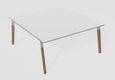 Table de Réunion K8Wood Elément départ 1 plateau 160x165 -Finitions = Plateaux: Blanc / Piétements: Blanc / Wood (BW)