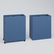 Poubelle 2 Modules HT 75 cm Larg. 60 cm Prof. 30 cm avec roulettes . Coffre Bleu