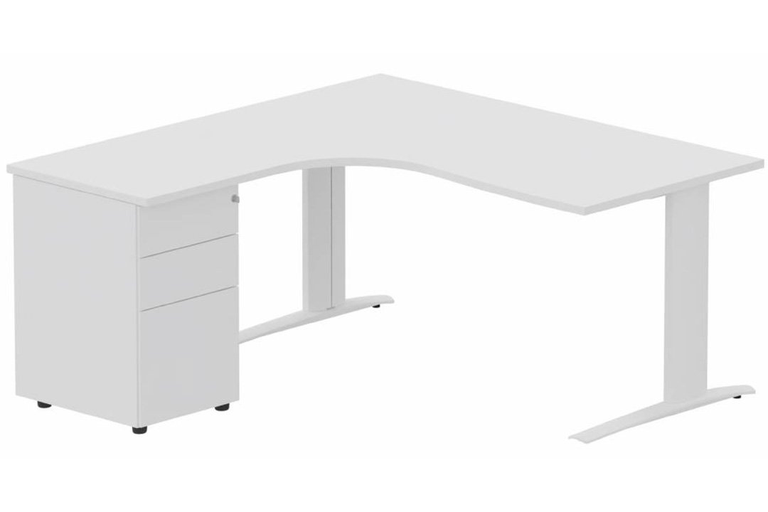Bureau retour à gauche, caisson métal, 160x162x80cm