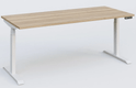 Poste solo 200*80 réglable en hauteur électriquement de 65-130 cm gamme KPro3. Plateau chêne naturel et piètement blanc