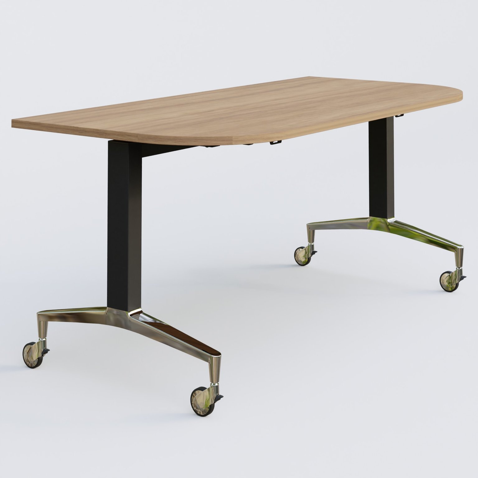 Module d'extrémité de la gamme LEM 165-80 cm. Plateau Noyer et pietement Noir/Chrome.