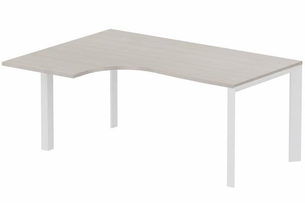 Gamme K7 - Plans compacts - Plan Compact 90° asymétrique 180x120x80/60cm retour à gauche, plateau acacia, structure blanc