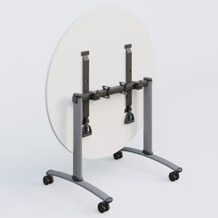 TABLES ABATTANTES - Plateaux 25 mm - Table ronde gamme Arca D110 cm. Plateau Blanc et pietement Aluminium.