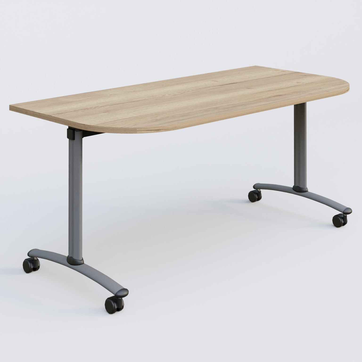 Module d'extrémité pour table abattante gamme Arca 165-80 cm. Plateau Chêne naturel et pietement Aluminium.
