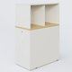 Tour de rangement hauteur de bureau position à gauche avec Niche. Caisson Chêne clair et top de finition Blanc.