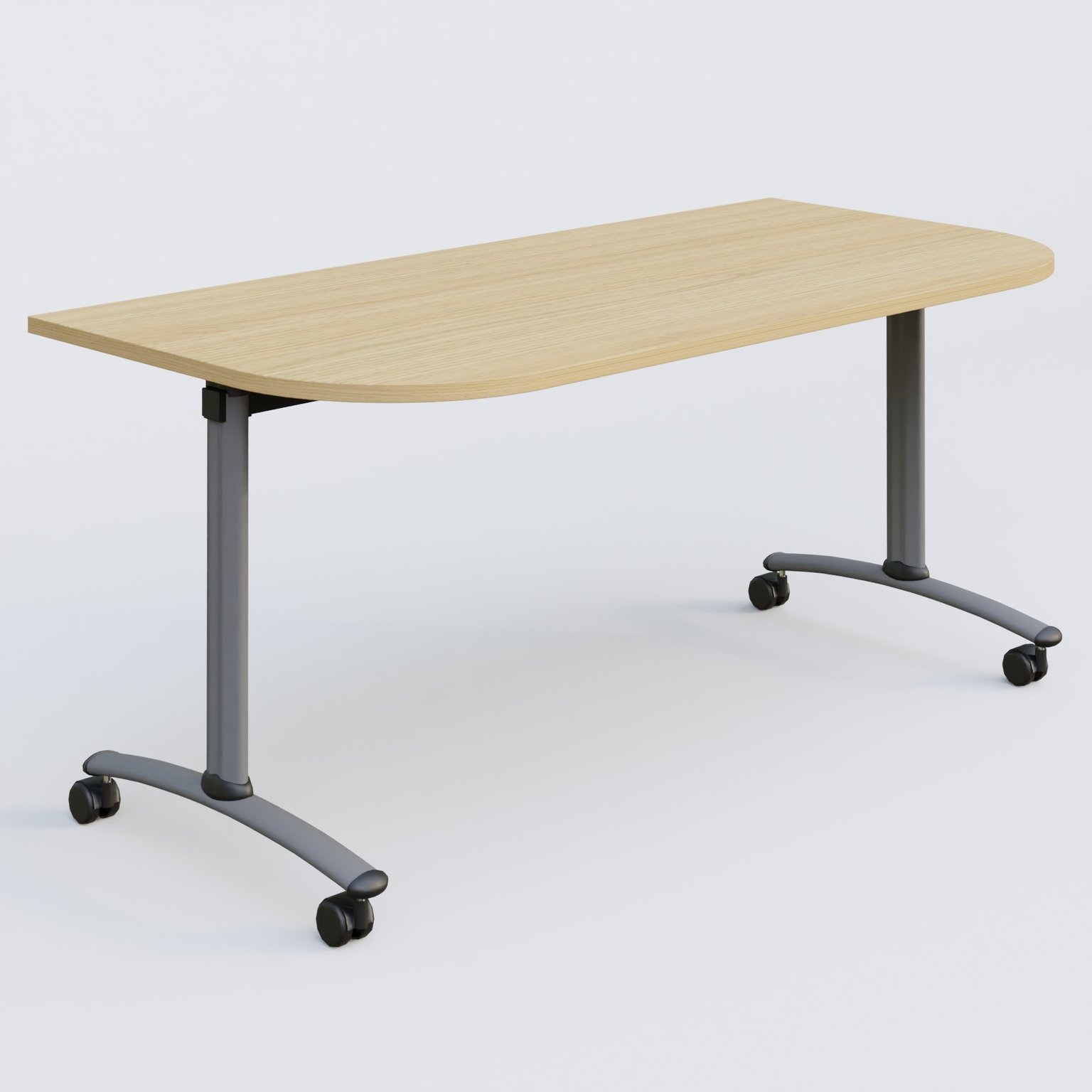 Module d'extrémité pour table abattante gamme Arca 165-80 cm. Plateau Chêne clair et pietement Aluminium.