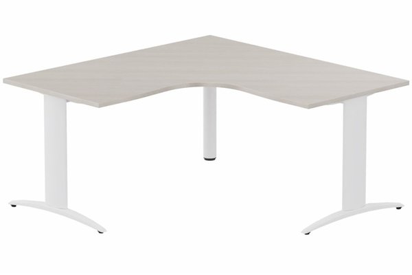 Gamme K2 - Plans compacts - Plan Compact 90° symétrique 160x160/80cm structure pied d'angle, plateau acacia, structure blanc