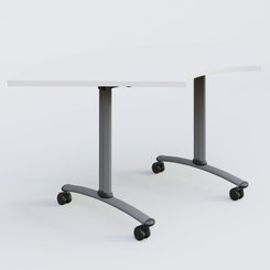 TABLES ABATTANTES - New Design - Module 1/4 de couronne pour table abattante gamme Arca 120-120 cm. Plateau Blanc et pietement Aluminium.