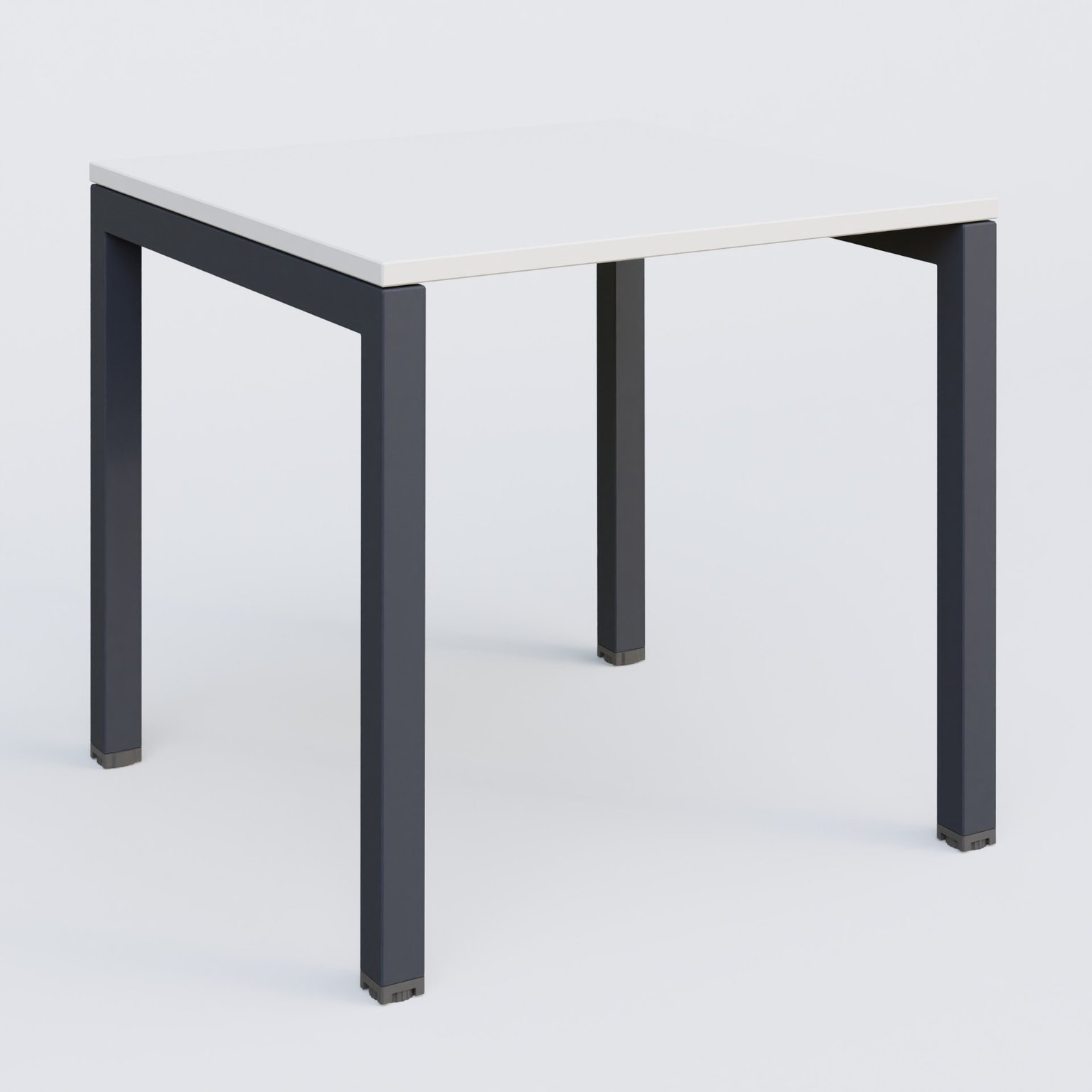 K3 Plateau droit 80x80 pieds fixe. Plateau Blanc et pietement Anthracite.