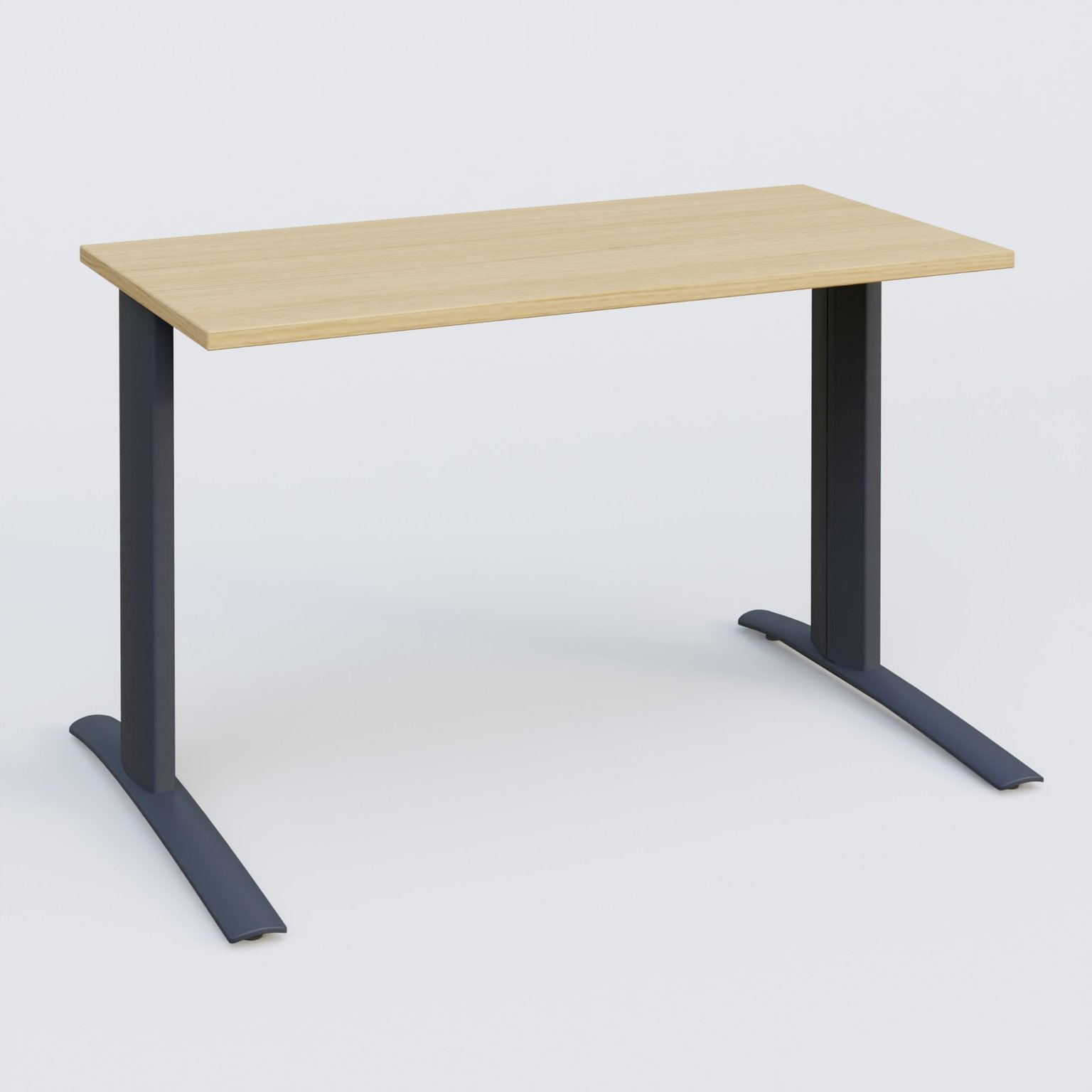 K1 Plateau droit 120x60 pieds fixe. Plateau Chêne clair et pietement Anthracite