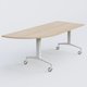 Module d'angle à 90° intégré coté gauche de la gamme LEM 200-110 cm. Plateau Hêtre et pietement Blanc.
