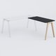 Extensions retour sur pied pour bureau K9 piètement incliné en bois et plateau 120*60 cm. Plateau Noir et pietement bois massif de hêtre.