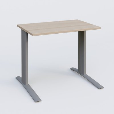 Gamme K1 - Plans droits - K1 Plateau droit 80x60 pieds fixe. Plateau Acacia et pietement Aluminium