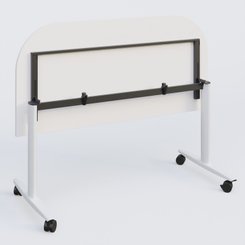 TABLES ABATTANTES - Plateaux 25 mm - Module d'extrémité pour table abattante gamme Design 145*70 cm. Plateau Blanc et pietement Blanc.