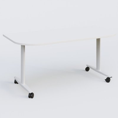TABLES ABATTANTES - Plateaux 25 mm - Module d'extrémité pour table abattante gamme Design 165*80 cm. Plateau Blanc et pietement Blanc.