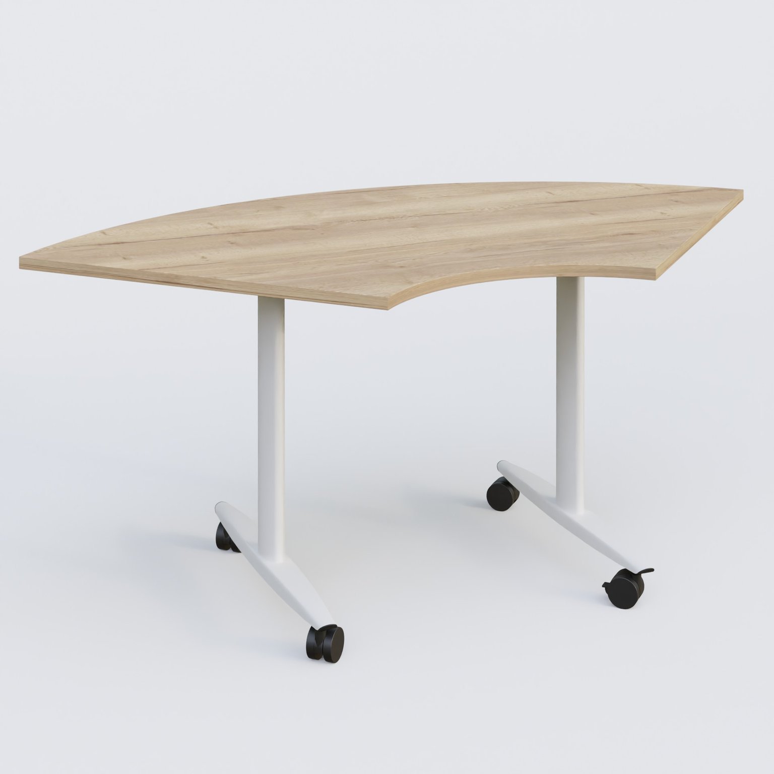 Module 1/4 de couronne pour table abattante gamme Design 120*120 cm. Plateau Chêne naturel et pietement Blanc.