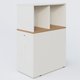 Tour de rangement hauteur de bureau position à gauche avec Niche. Caisson Noyer et top de finition Blanc.