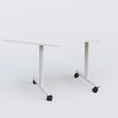 TABLES ABATTANTES - Plateaux 25 mm - Module 1/4 de couronne pour table abattante gamme Design 120*120 cm. Plateau Blanc et pietement Blanc.