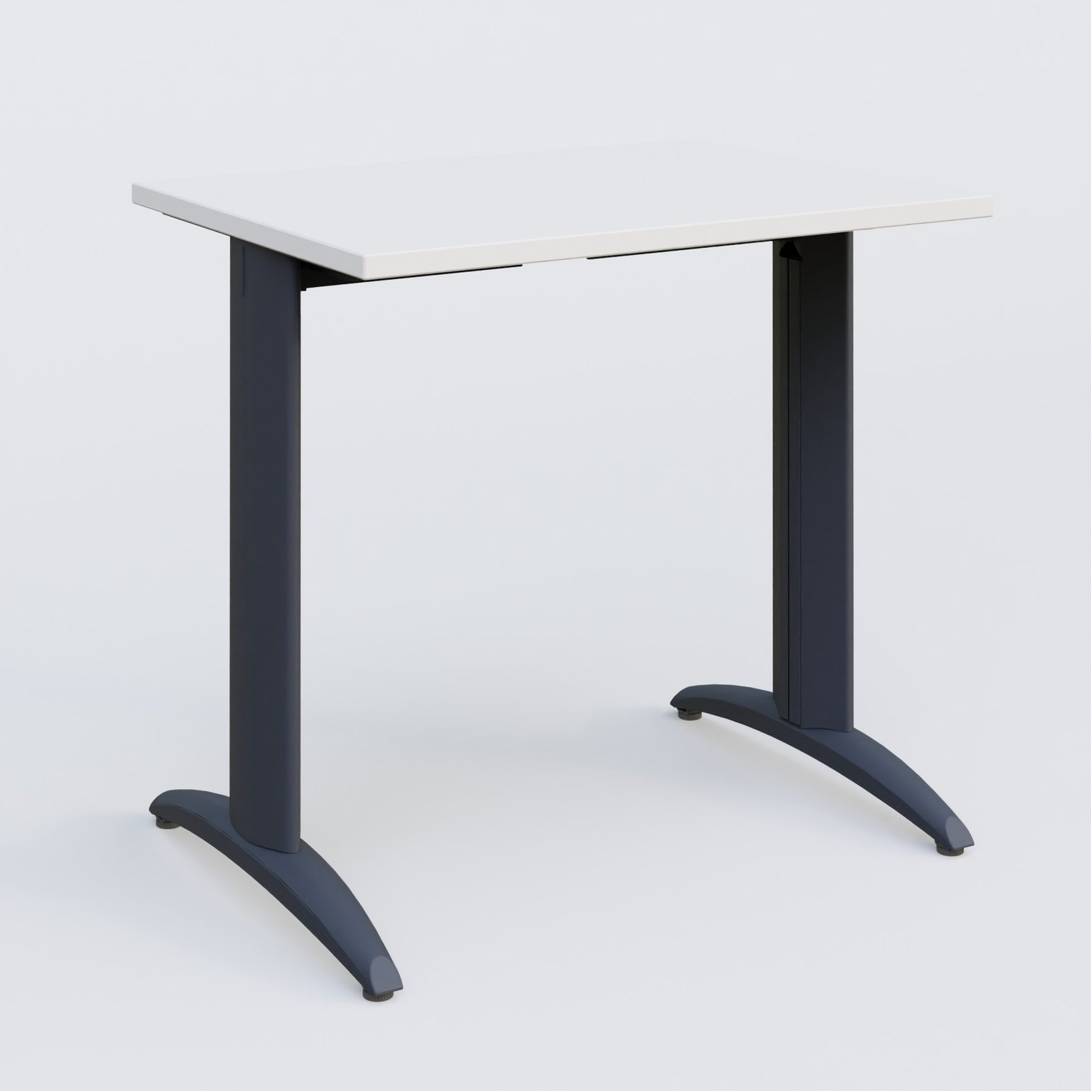 K2 Plateau droit 80x60 pieds fixe. Plateau Blanc et pietement Anthracite.