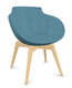 COCO Siège Lounge coque polyuréthane moulé tapissé Berta intérieur bleu / extérieur bleu pieds bois